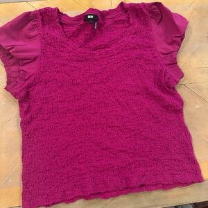 DKNY Sleeveless Magenta Large Blouse With Ruffle Sleeves